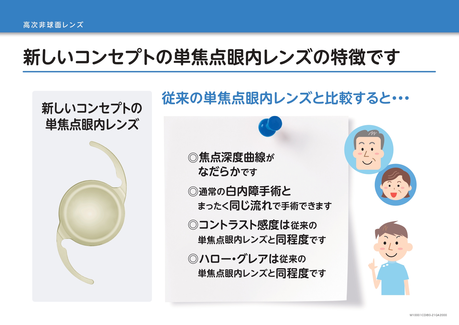 新しいコンセプトの単焦点眼内レンズの特徴です